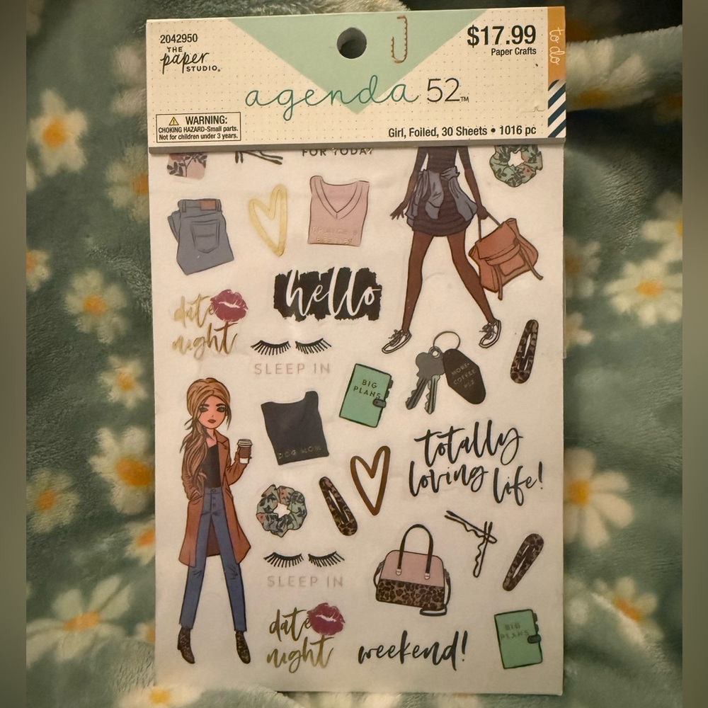 The Paper Studio Agenda 52 Girl Cartoon Foiled Fashion Icons Sticker Pack Book